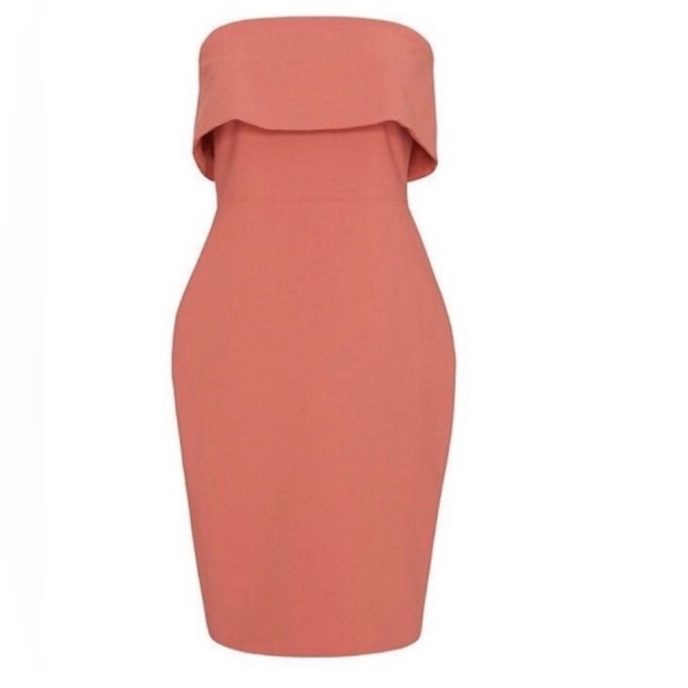 Elizabeth and James Melinda Dress Bodycon Strapless Coral Pink Rose Wedding Sz 4